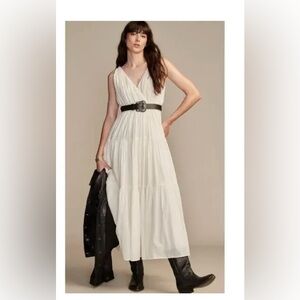 Lucky Brand Cream V-Neck Tiered Maxi Dress